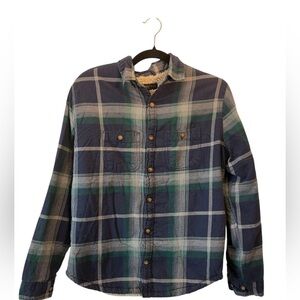 Aeropostale Navy and Green Plaid Men's Shacket Shirt